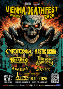 VIENNA DEATHFEST 2026 feat. CYTOTOXIN (ger) + MASTIC SCUM (aut) + FLESHLESS (cze) + VERMOCRACY (aut) & more - Fr., 16.10.2026, 17:30 at Arena Wien, Baumgasse 80, 1030 Wien, Österreich