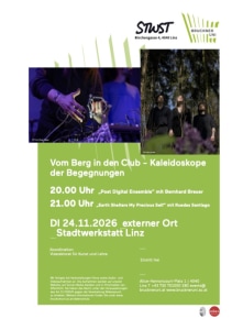 Vom Berg in den Club - Kaleidoskope der Begegnungen - Tue, Nov 24, 2026, 19:30 at Stadtwerkstatt, Kirchengasse 4, 4020 Linz, Österreich