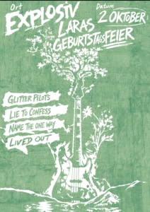 LARAS 20. GEBURTSTAGSPARTY: GLITTER PILOTS (A), LIE TO CONFESS (A); NAME THE ONE WAY (A); LIVED OUT (A) - Fri, Oct 02, 2026, 17:00 at Jugend- und Kulturzentrum Explosiv, Bahnhofgürtel 55a, 8020 Graz, Österreich