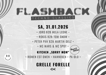 31/01 FLASHBACK Techno Classics @ <>< - So., 31.01.2027, 23:00 at Grelle Forelle, Spittelauer Lände 12, 1090 Wien, Österreich