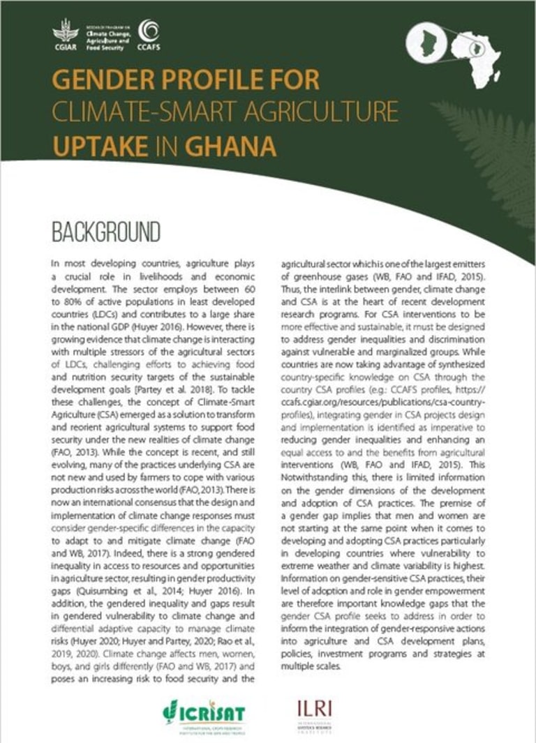 Gender Profile for Climate-Smart Agriculture uptake in Ghana