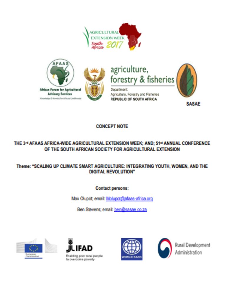 CONCEPT NOTE OF THE 3rd AFAAS AFRICA-WIDE AGRICULTURAL EXTENSION WEEK
