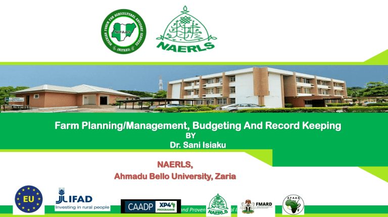 Farm Planning-Management, Budgeting And Record Keeping