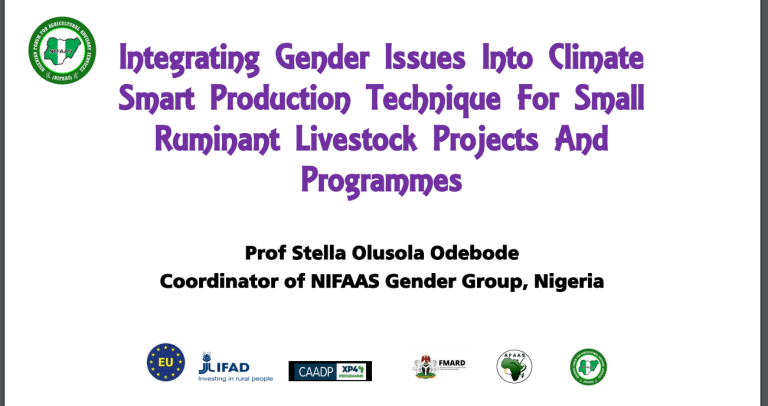 Integrating Gender Issues Into Climate Smart Production Technique For Small Ruminant Livestock Projects And Programmes