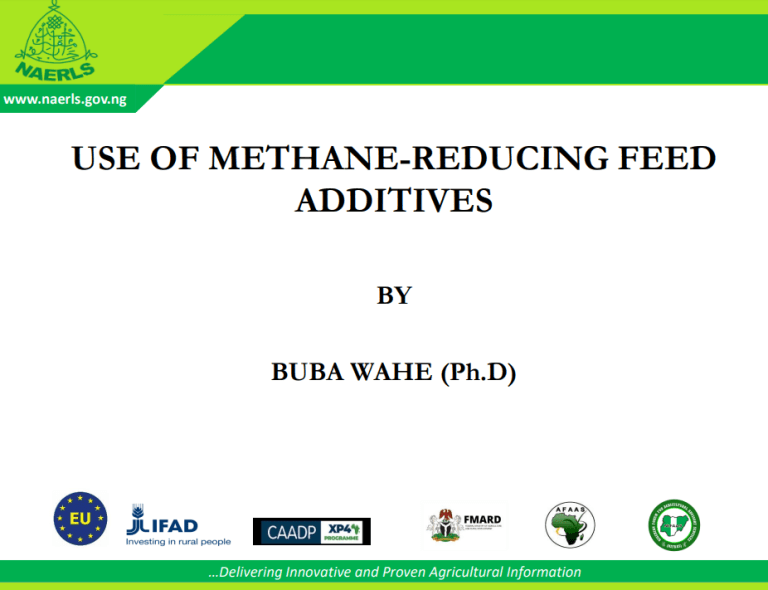 USE OF METHANE-REDUCING FEED ADDITIVES