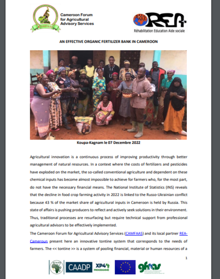 AN EFFECTIVE ORGANIC FERTILIZER BANK IN CAMEROON