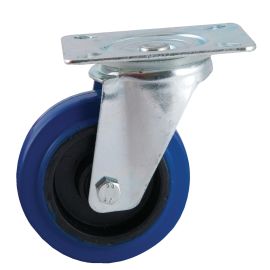 Roulette D160mm caoutchouc bleu platine pivotante - AVL - 527835O pas cher Principale M