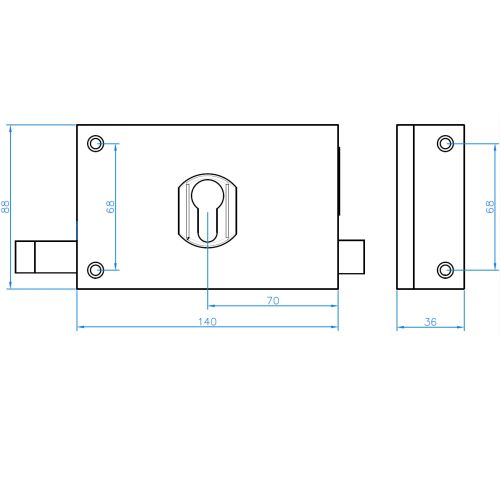 Serrure monopoint en applique cylindre européen horizontal tirage droite doré photo du produit Secondaire 2 L