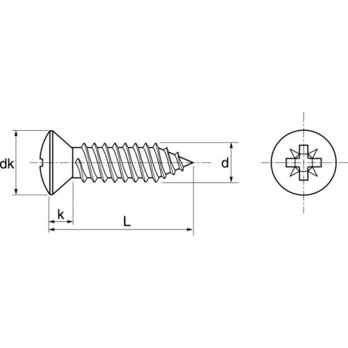 Vis à tôle tête fraisée bombée pozidrive forme C inox A2 DIN 7983 2,9X6,5 boîte de 200 ACTON- 624112,9X6,5 photo du produit Secondaire 1 L