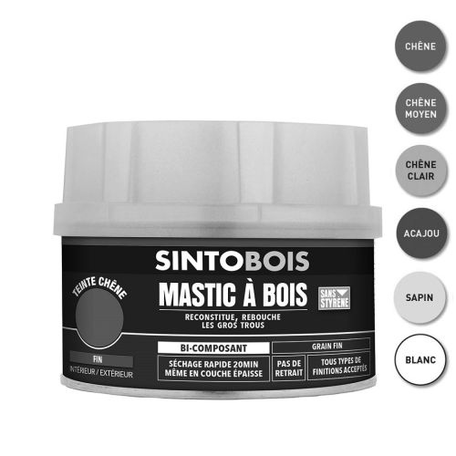 Mastic à bois SINTOBOIS fin blanc 190g + 8g - SINTO - 33890 pas cher Principale L