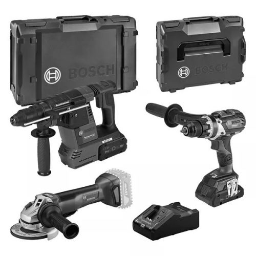 Pack 3 outils 18V (GBH18-26 + GSR18-110 + GWS 18-10) + 1 batterie ProCORE 4Ah + 1 batterie ProCORE 8Ah + chargeur + coffret L-BOXX - BOSCH pas cher