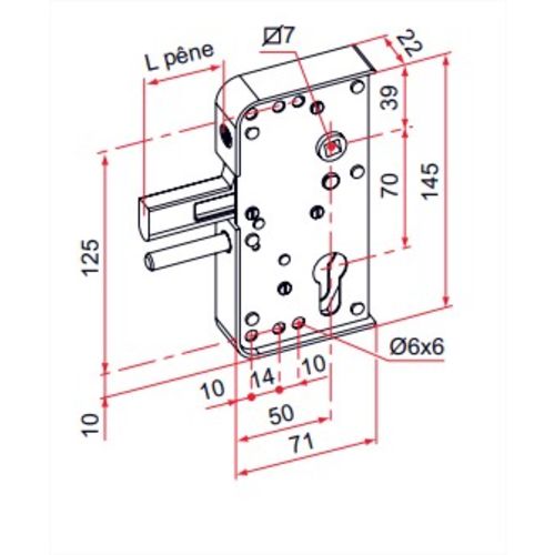 Serrure de portail en applique TIRARD série GA levant 30mm GA592302 photo du produit Secondaire 1 L