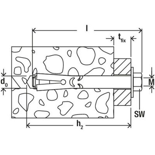 Chevilles &agrave; douille traversant FSA 8 x 85/40 S acier &eacute;lectrozingu&eacute; bo&icirc;te de 50 FISCHER 68521 photo du produit Secondaire 1 L