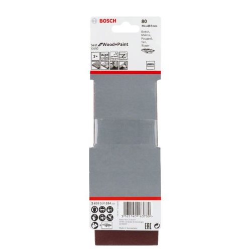 Set de 3 bandes abrasives X440 Best for Wood and Paint G80 75x457 mm BOSCH 2608606034 photo du produit Secondaire 1 L