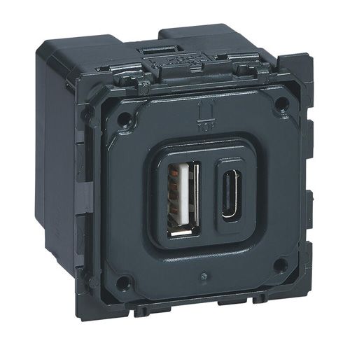 Chargeur double USB CÉLIANE 15 W Type-A et Type-C 3 A LEGRAND 067465 photo du produit