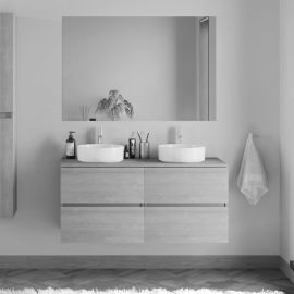 Meuble de salle de bain IDA Cosyneo avec plateau et 2 vasques à poser rondes 4 tiroirs pas cher Principale M