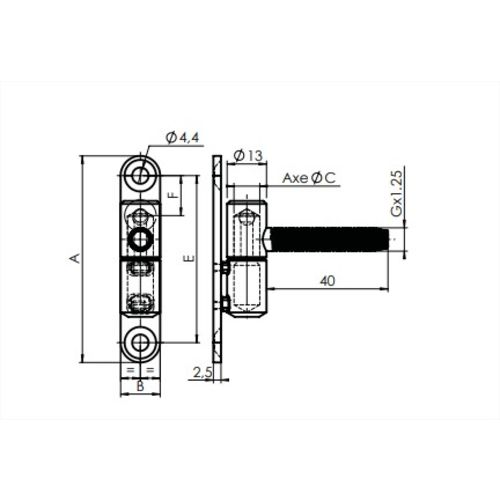 Paumelle fiche Ø13mm hauteur 71mm finition zingué blanc - MONIN - 654000 pas cher Secondaire 1 L