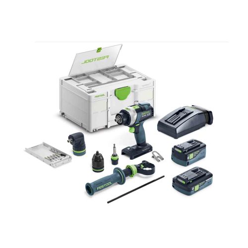 Perceuse-visseuse à percussion 18 V QUADRIVE TPC 18/4 5,0/4,0 I-Set avec 2x batteries + chargeur en coffret Systainer³ DF M 187 FESTOOL 577621 photo du produit