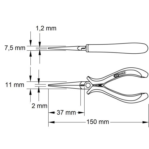 Pince ESD &agrave; bec long rond lisse 150 mm KS TOOLS 500.7074 photo du produit Secondaire 1 L