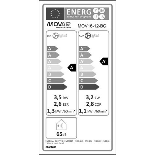Climatiseur mobile blanc 12000BTU r&eacute;versible - MOVAIR - MOV16-12-BC pas cher Secondaire 2 L