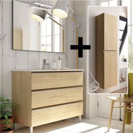 Ensemble meuble de salle de bain Cosynéo simple vasque + colonne de rangement PALMA photo du produit Principale M