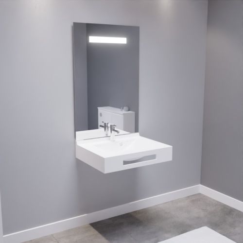 Vasque LEA 70cm et miroir ELEGANCE hauteur 105 - CUISIBANE - M0LE_MELGH70 pas cher Secondaire 2 L