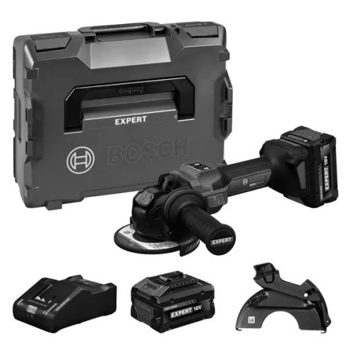 Meuleuse d&rsquo;angle 18V EXWX18V-15S X-Lock Biturbo Brushless + 2 batteries 8 Ah EXBA18V-80 + chargeur + coffret L-BOXX - BOSCH EXPERT - 06019M6101 pas cher