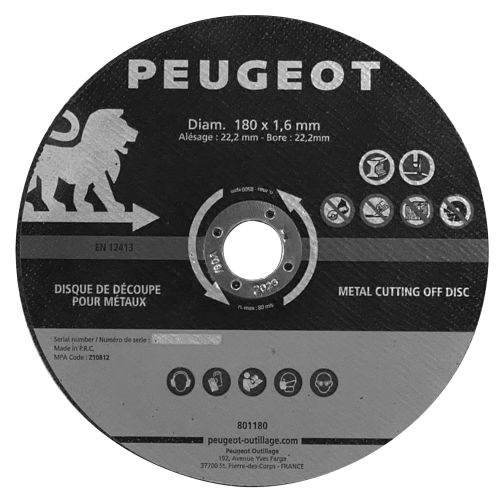 Disque à tronçonner D 180mm - PEUGEOT OUTILLAGE - 801180 pas cher