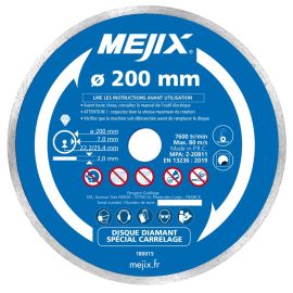 Disque diamant Mejix 200 mm avec bague de réduction 25,4/22,2 mm - 180015 photo du produit Principale M