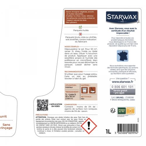 Savon d'entretien 1 l pour parquets huil&eacute;s STARWAX 999 photo du produit Secondaire 1 L