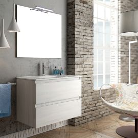 Meuble de salle de bain 70cm simple vasque 2 tiroirs BALEA hibernian (bois blanchi) - COSYNEO - INGBALEA70HIB pas cher Principale M