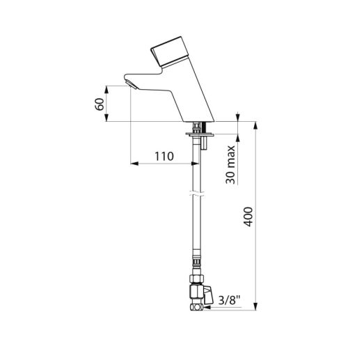 Mitigeur de lavabo temporisé TEMPOMIX avec robinet d'arrêt F3/8'' DELABIE 795000 photo du produit Secondaire 1 L