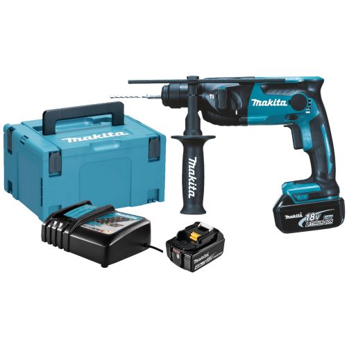 Perforateur SDS Plus 18V + 2 batteries 4Ah + chargeur + coffret Makpac 3 - MAKITA - DHR165RMJ pas cher