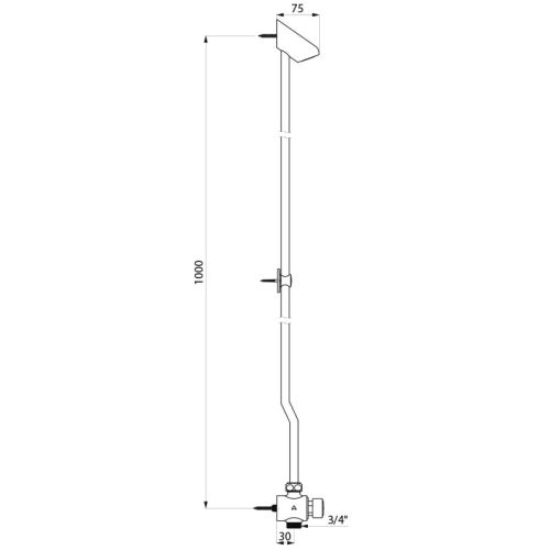 Ensemble de douche temporisé avec robinet TEMPOSTOP M3/4 - DELABIE - 749001 pas cher Secondaire 1 L