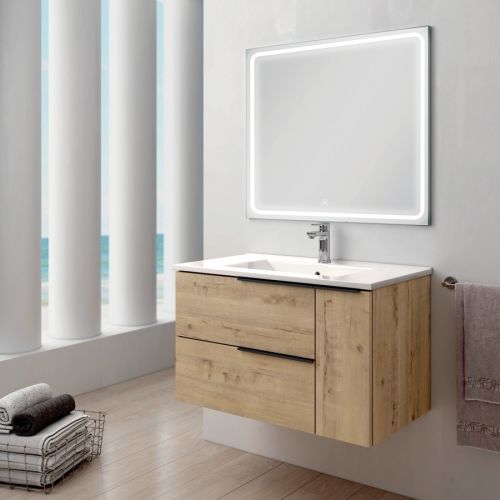 Meuble de salle de bain vasque centrée KING et miroir Led VELDI 80 cm COSYNEO - REICKINGCENTRE80VELDI photo du produit