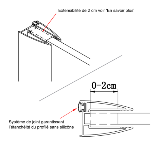 Parois de douche STURDY 100cm - CUISIBANE - PC-I10STU_100H pas cher Secondaire 1 L