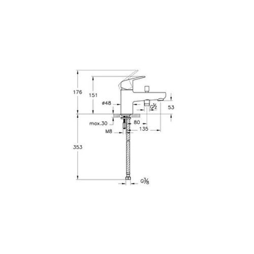 Mitigeur bain-douche FLOW S monotrou cartouche C2 VITRA A43065EKF photo du produit Secondaire 1 L