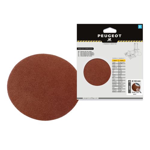 Jeu de 6 abrasifs Velcro D150 mm grain 120 PEUGEOT OUTILLAGE 806311 photo du produit Principale L