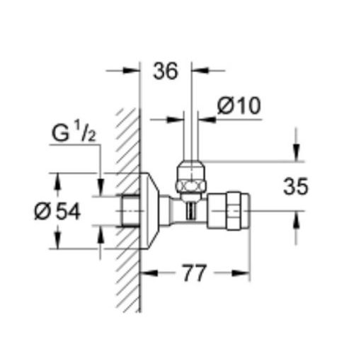 Robinet d'arrêt équerre 1/2'' GROHE 41263000 photo du produit Secondaire 1 L