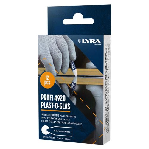 Bo&icirc;te de 12 craies de marquage Profi 4920 Plast-o-glas 9,5mm blanc - LYRA - L4920001 pas cher