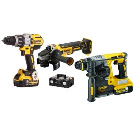 Pack de 3 outils 18V Dewalt (DCD996/DCH273/DCG405) + 2 batteries 5 Ah + chargeur + coffret T-STAK photo du produit Principale M