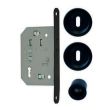 Kit porte coulissante poignée ronde noire clé L EUROWALE NO014 photo du produit