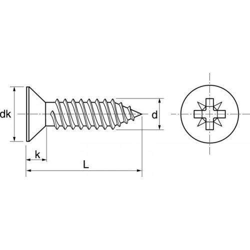 Vis à tôle tête fraisée pozidrive inox A2 DIN 7982 6,3X16 boîte de 200 - ACTON - 624086,3X16 pas cher Secondaire 3 L