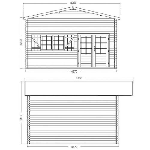 Abri de jardin en bois JASMIN avec mezzanine 19,2 m² FOREST STYLE 2806 photo du produit Secondaire 1 L