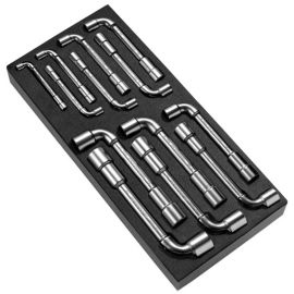 Module de 13 cl&eacute;s &agrave; pipe d&eacute;bouch&eacute;es Facom m&eacute;triques en plateau mousse - MODM.75PB pas cher Principale M