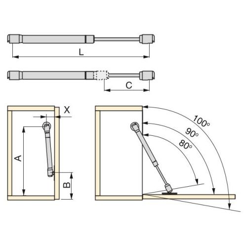 Piston amortisseur pour porte abattante 11kg maximal gris EMUCA 1005525 photo du produit Secondaire 1 L