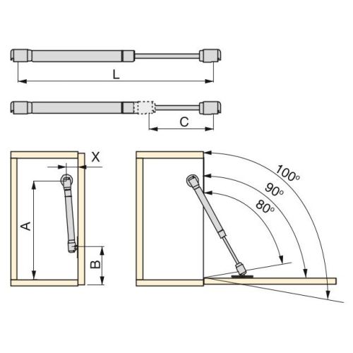 Piston amortisseur pour porte abattante 6 kg maximal gris EMUCA 1005525 photo du produit Secondaire 1 L