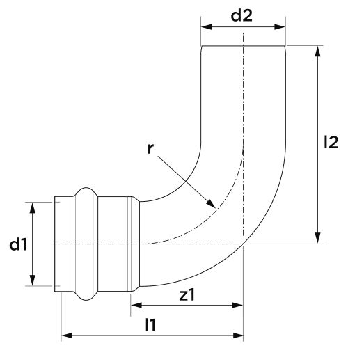 Raccord VSH SudoPress Cuivre Gaz courbe 90° (à sertir x mâle) 22mm - AALBERTS IPS – 6673975 pas cher Secondaire 1 L