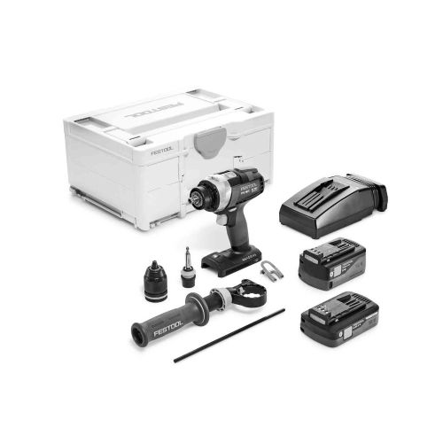 Perceuse-visseuse &agrave; percussion 18V QUADRIVE TPC 18/4 5,0/4,0 I-Plus + 2 batteries 4Ah / 5Ah + chargeur + coffret SYSTAINER SYS 3 - FESTOOL - 577651 pas cher