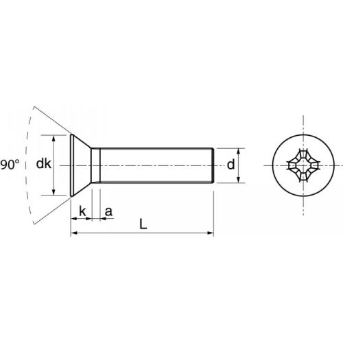 Vis à métaux tête fraisée cruciforme philips inox A2 DIN 965 2X6 boîte de 500 - ACTON - 622152X6 pas cher Secondaire 3 L